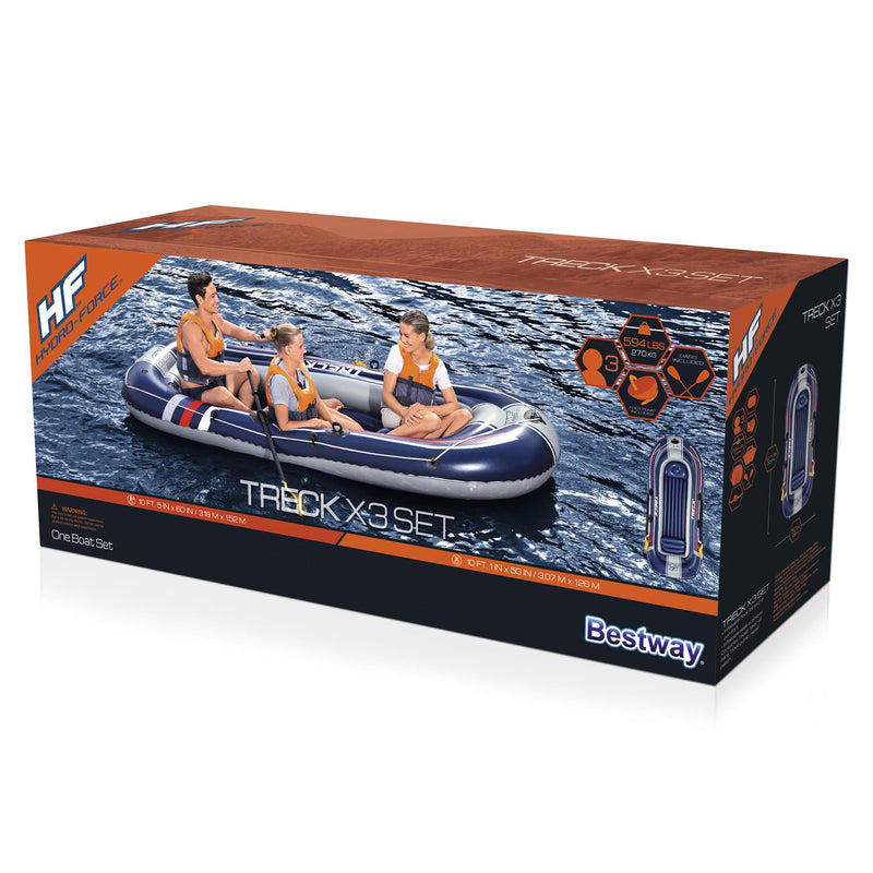 Bestway Hydro-Force Treck X3 Inflatable 3 Person Water Raft Outdoor Boat Set