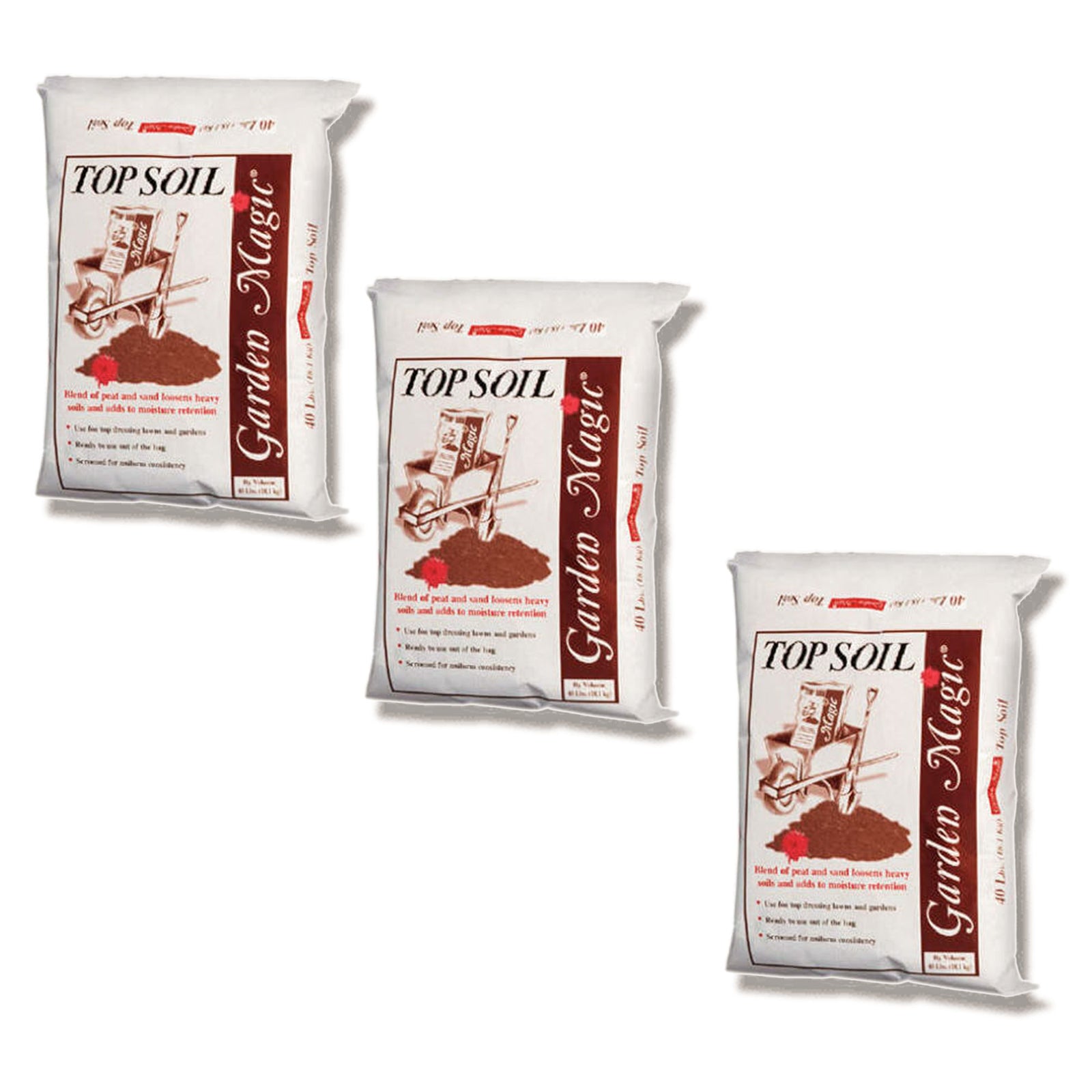 Michigan Peat Garden Magic Planting Potting Top Soil Blend, 40 lbs Bag (3 Pack) - VMInnovations