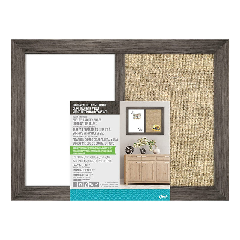 The Board Dudes 17 x 23 Inch Dry Erase Burlap Board with Mounting Gear(Open Box)