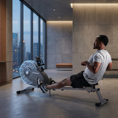 Stamina Products 1406 ATS Folding Cardio Exercise Air Rower Rowing Machine, Gray - VMInnovations