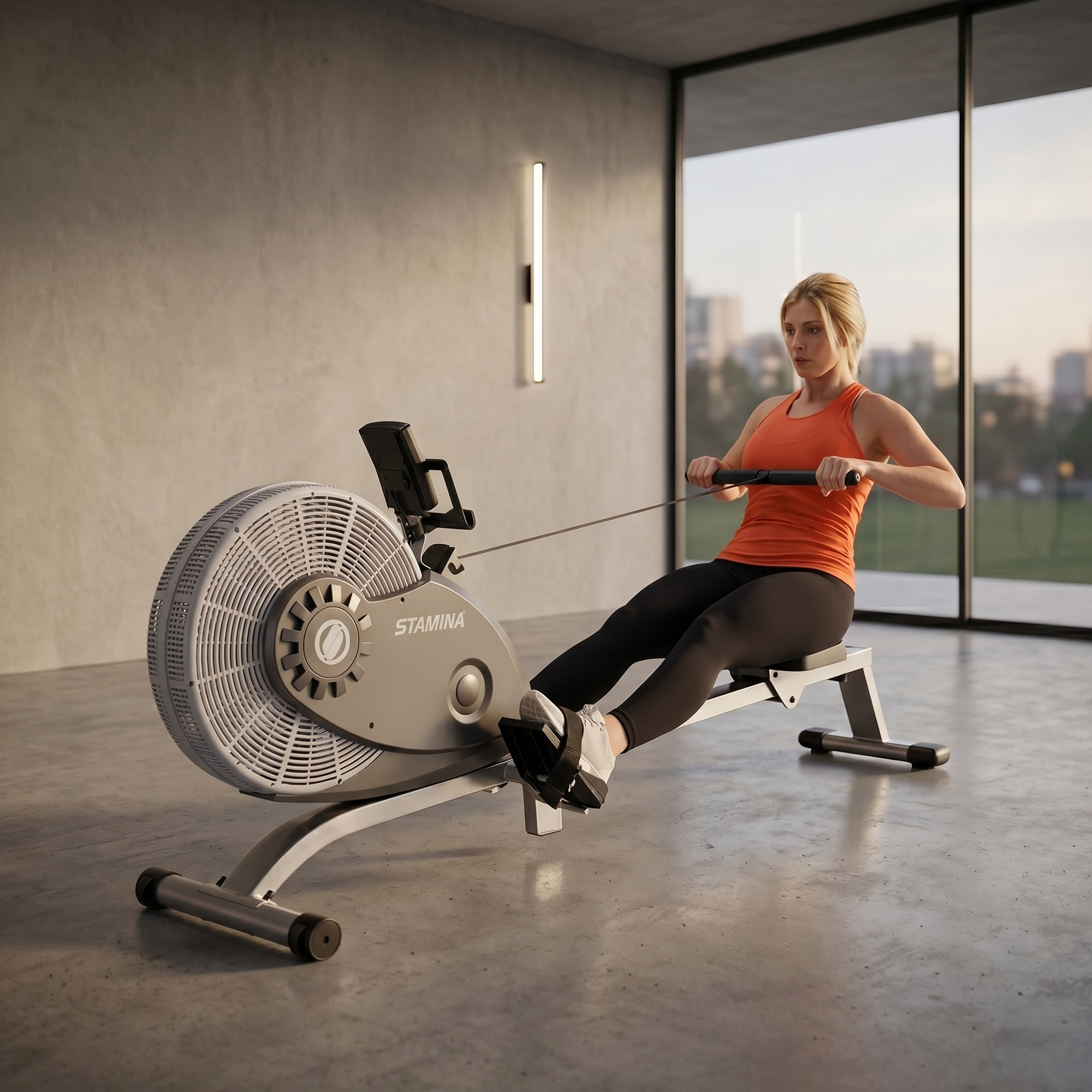 Stamina Products 1406 ATS Folding Cardio Exercise Air Rower Rowing Machine, Gray - VMInnovations