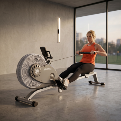 Stamina Products 1406 ATS Folding Cardio Exercise Air Rower Rowing Machine, Gray - VMInnovations