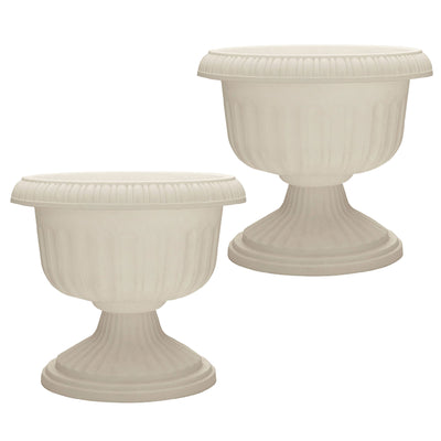 Southern Patio Dynamic Outdoor 18" Resin Grecian Urn Planter Pot, White (2 Pack)