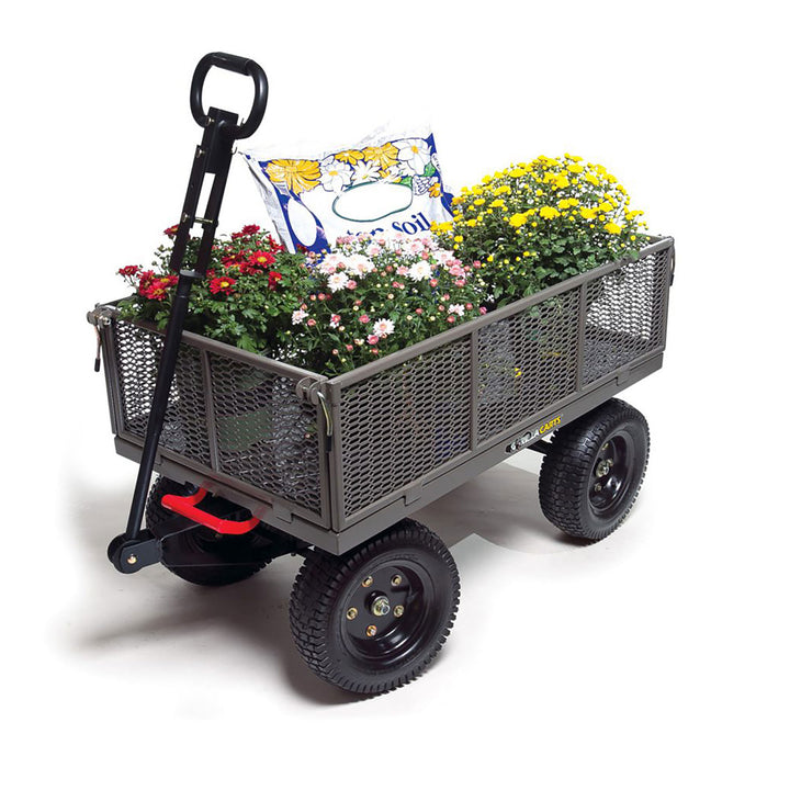 Gorilla Carts Steel Dump Cart Garden Beach Wagon, 1,200 Pound Capacity, Gray