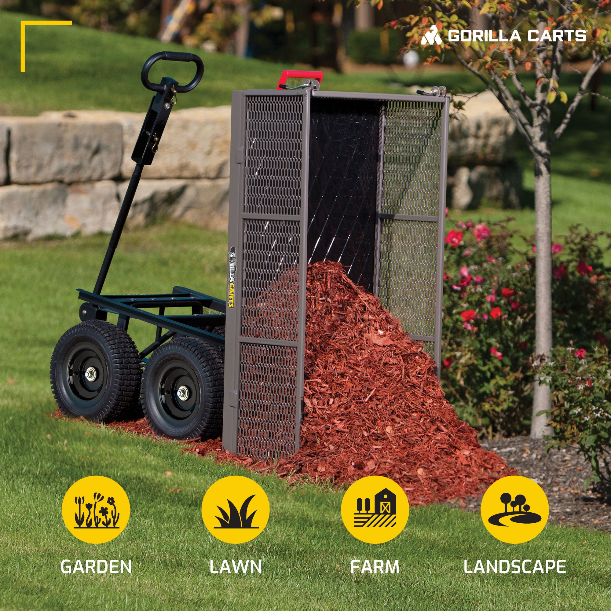 Gorilla Cart 5 Cubic Feet Heavy Duty Steel Quick Dump Wagon Cart, Gray(Open Box) - VMInnovations