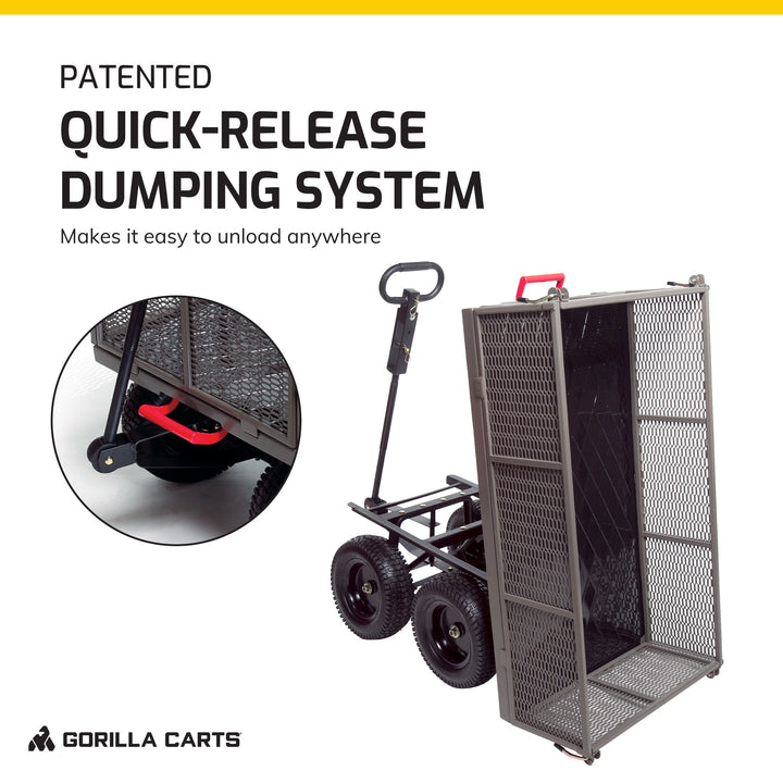Gorilla Cart 5 Cubic Feet Heavy Duty Steel Quick Dump Wagon Cart, Gray (Used) - VMInnovations