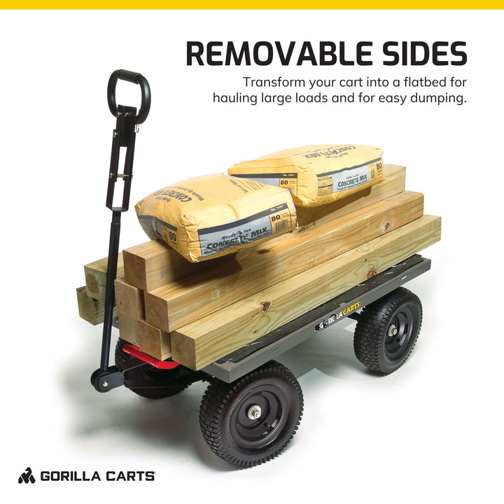 Gorilla Cart 5 Cubic Feet Heavy Duty Steel Quick Dump Wagon Cart, Gray(Open Box) - VMInnovations