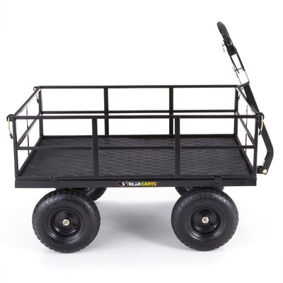 Gorilla Carts Steel Utility Cart, 9 Cubic Feet Garden Wagon with Removable Sides