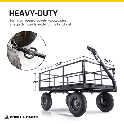 Gorilla Cart 9 Cubic Feet Heavy Duty Steel Utility Wagon Cart, Black (For Parts)