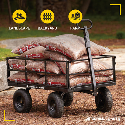 Gorilla Cart 9 Cubic Feet Heavy Duty Steel Utility Wagon Cart, Black (For Parts) - VMInnovations