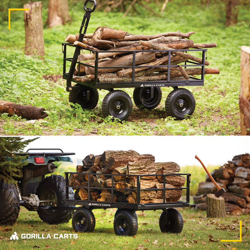 Gorilla Carts Steel Utility Cart, 9 Cubic Feet Garden Wagon with Removable Sides