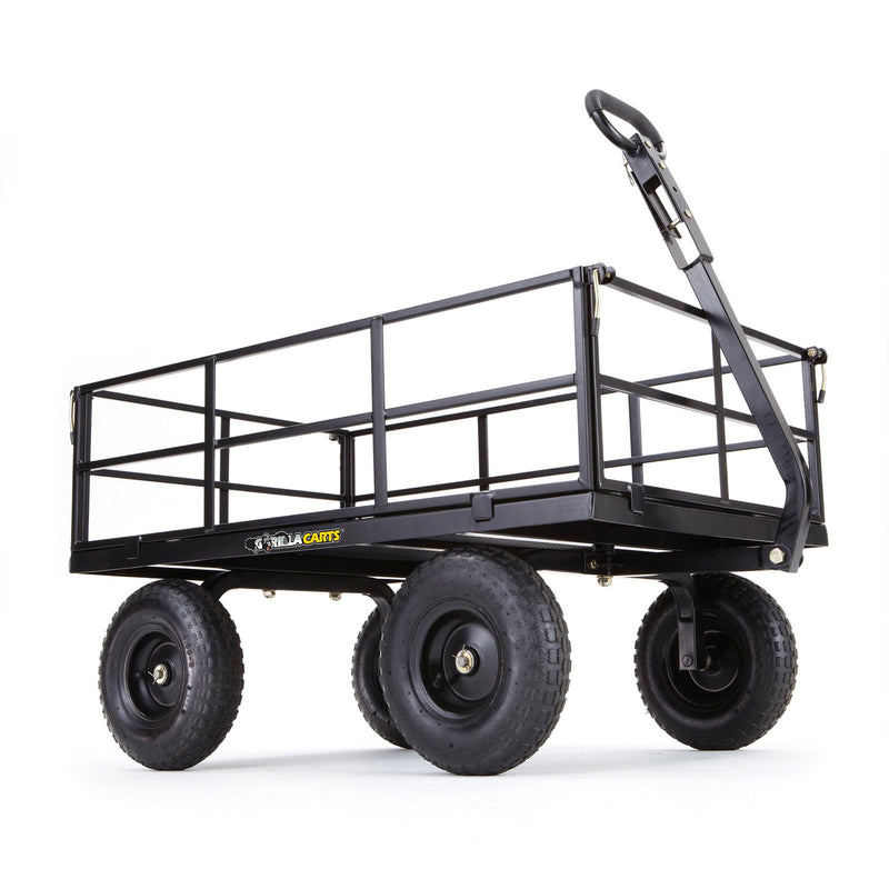 Gorilla Carts Steel Utility Cart, 9 Cubic Feet Garden Wagon with Removable Sides