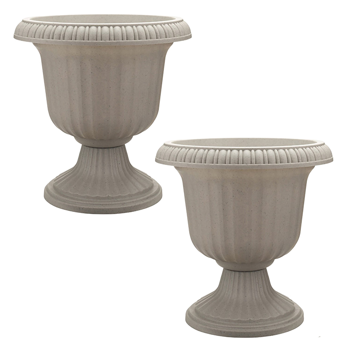 Southern Patio (2 Pack) 14" Outdoor Lightweight Resin Utopian Urn Planter, Stone