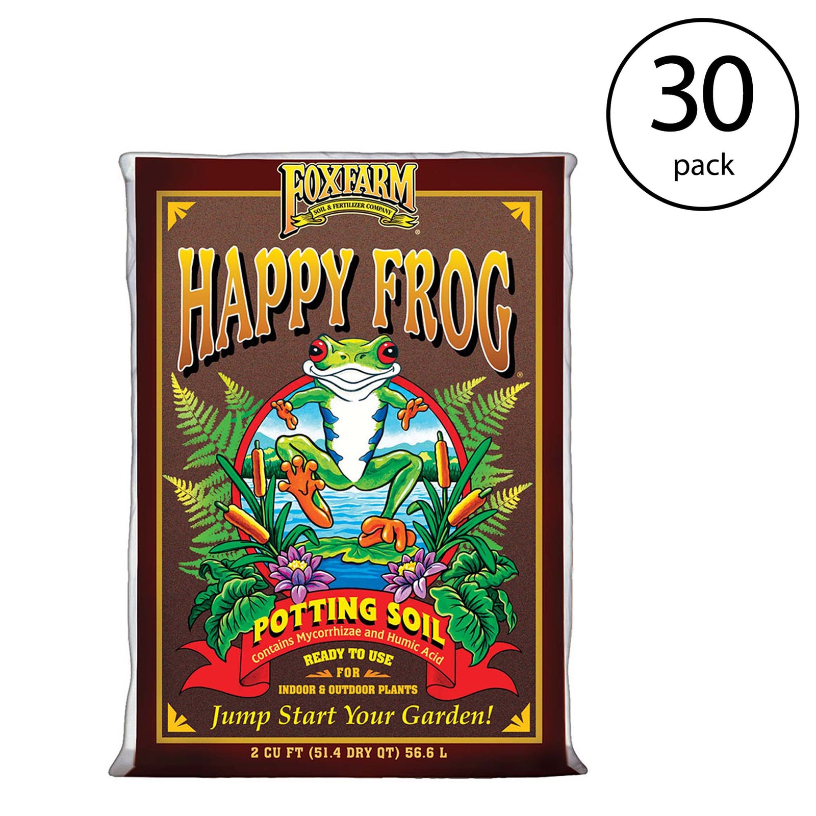 Foxfarm Happy Frog Ph Adjusted Garden Potting Soil Mix, 2 Cubic Feet  (30 Pack) - VMInnovations