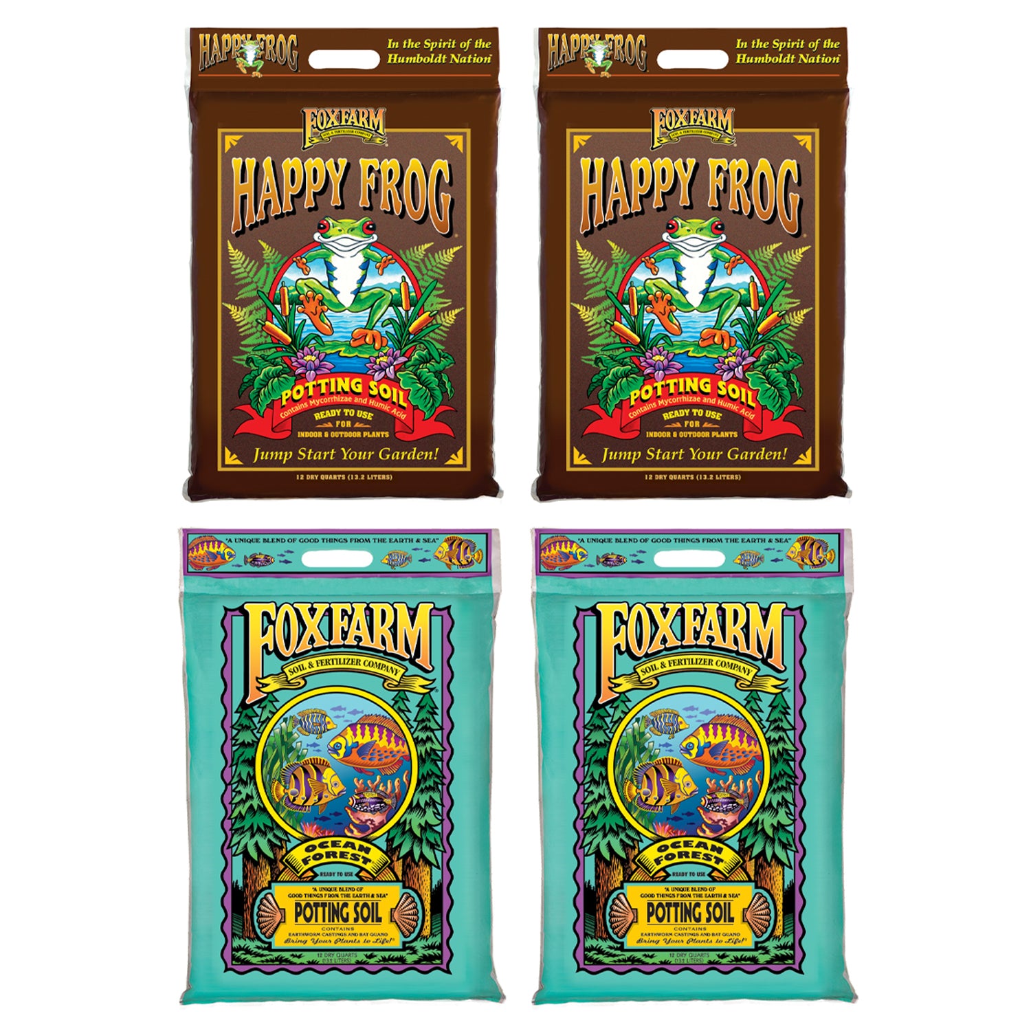 FoxFarm Happy Frog Nutrient and Ocean Forest Garden Potting Soil Mix (2 Pack) - VMInnovations