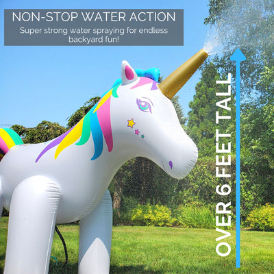 Swimline Humongous 6' Tall Inflatable Unicorn Kid's Outdoor Yard Water Sprinkler - VMInnovations