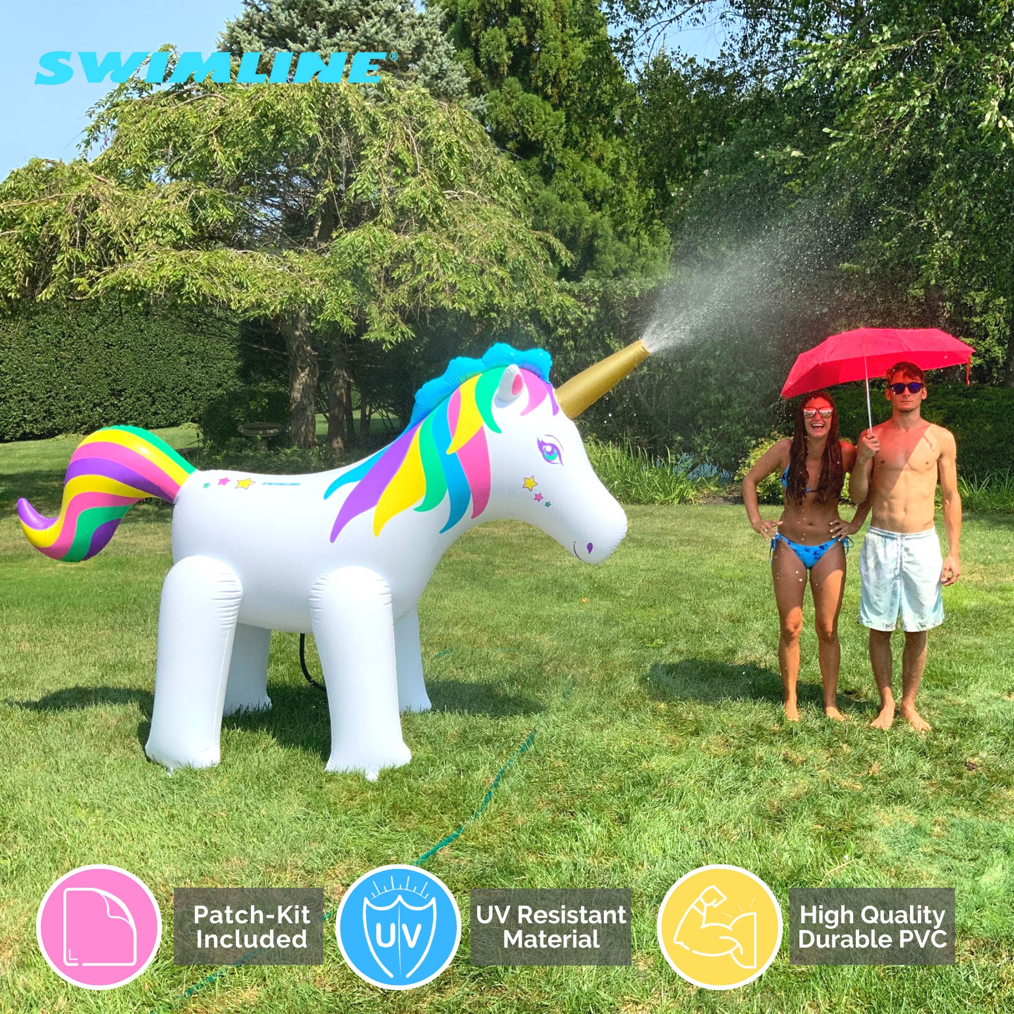 Swimline Humongous 6' Tall Inflatable Unicorn Kid's Outdoor Yard Water Sprinkler - VMInnovations