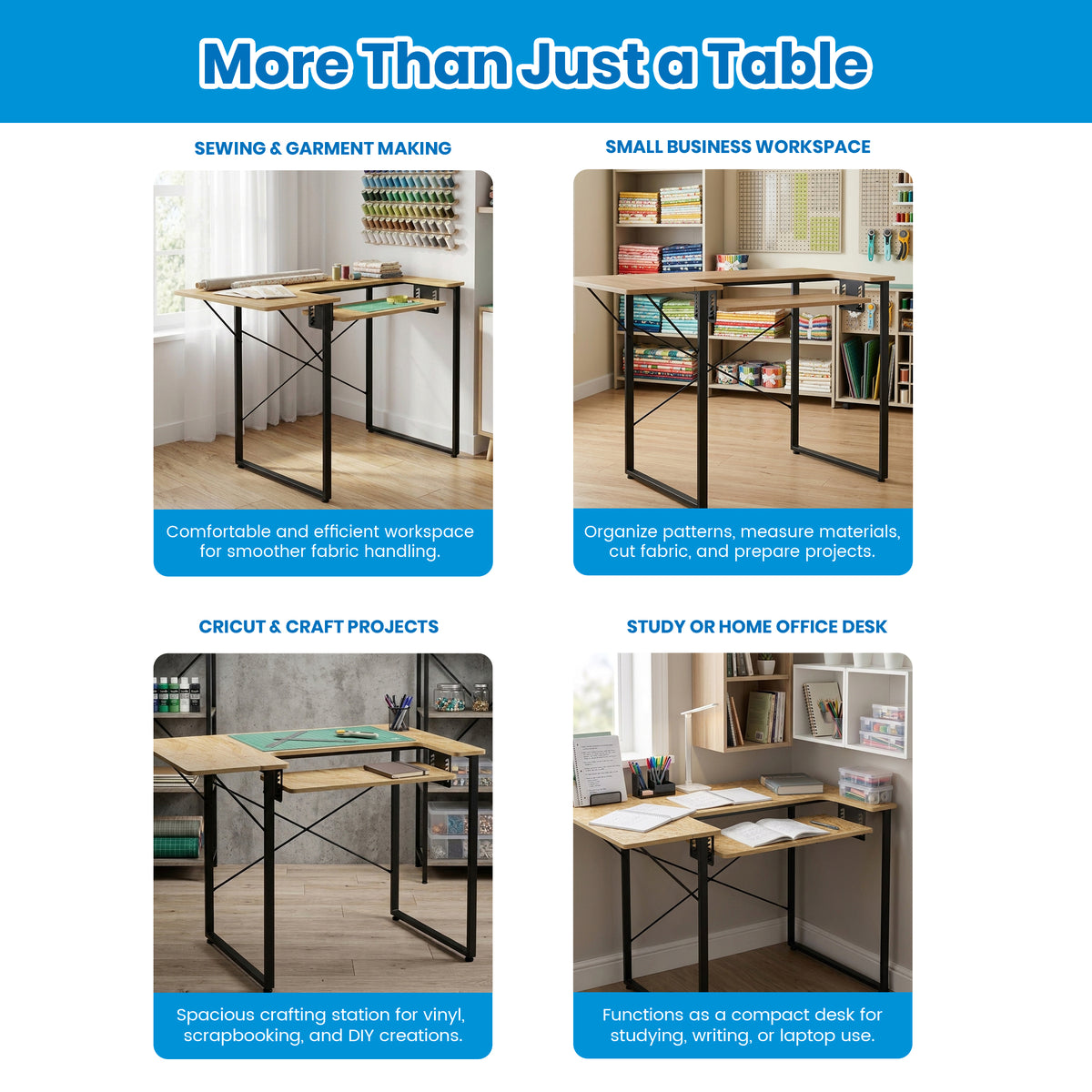 Sew Ready Dart Multipurpose Sewing Table Workstation w/ Folding Top, Black/Brown - VMInnovations