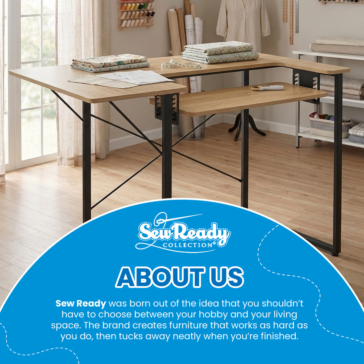Sew Ready Dart Multipurpose Sewing Table Workstation w/ Folding Top, Black/Brown - VMInnovations