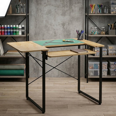Sew Ready Dart Multipurpose Sewing Table Workstation w/ Folding Top, Black/Brown - VMInnovations