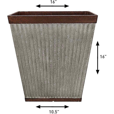 Southern Patio 16 Inch Square Rustic Resin Outdoor Box Flower Planter (Open Box) - VMInnovations