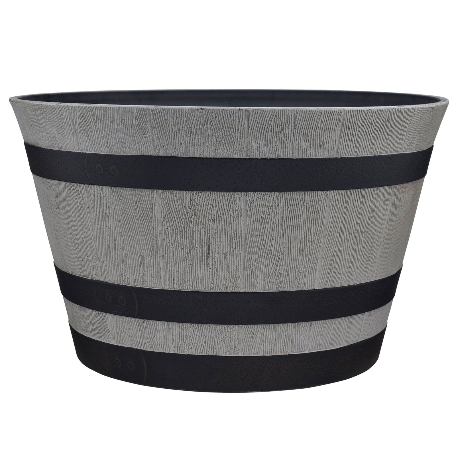 Southern Patio HDR-055457 Resin Whiskey Barrel Outdoor Garden Planter Pot, Gray - VMInnovations