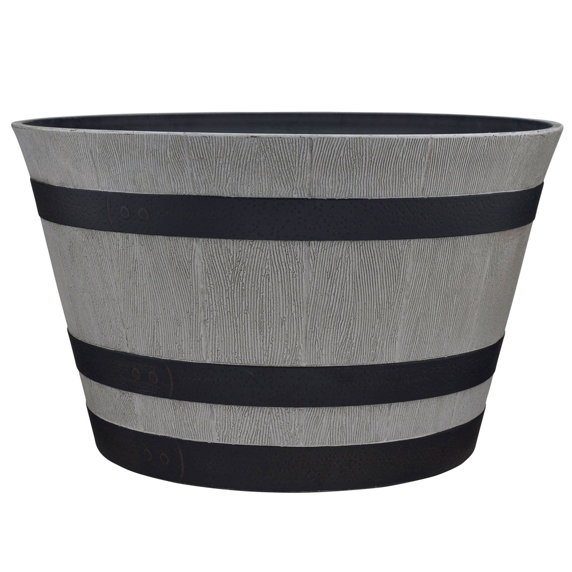 Southern Patio Resin Whiskey Barrel Outdoor Garden Planter Pot, Gray (Open Box) - VMInnovations
