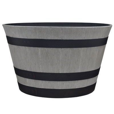 Southern Patio Resin Whiskey Barrel Outdoor Garden Planter Pot, Gray (Open Box) - VMInnovations