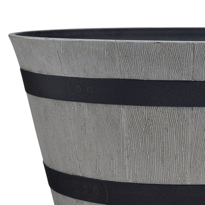 Southern Patio HDR-055457 Resin Whiskey Barrel Outdoor Garden Planter Pot, Gray