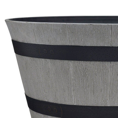 Southern Patio Resin Whiskey Barrel Outdoor Garden Planter Pot, Gray (Open Box) - VMInnovations