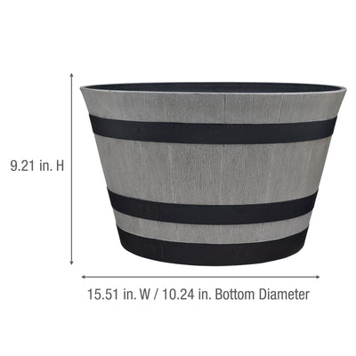 Southern Patio Resin Whiskey Barrel Outdoor Garden Planter Pot, Gray (Open Box) - VMInnovations