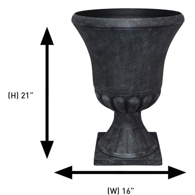 Southern Patio Winston 16 Inch Diameter Resin Outdoor Planter, Black (Open Box) - VMInnovations