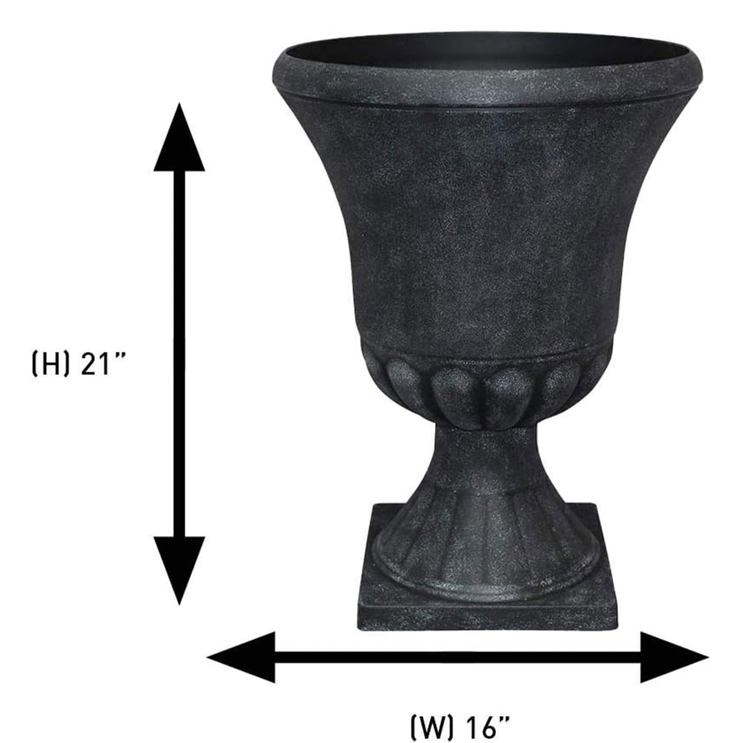 Southern Patio Winston 16 Inch Diameter Resin Outdoor Planter, Black (Open Box) - VMInnovations