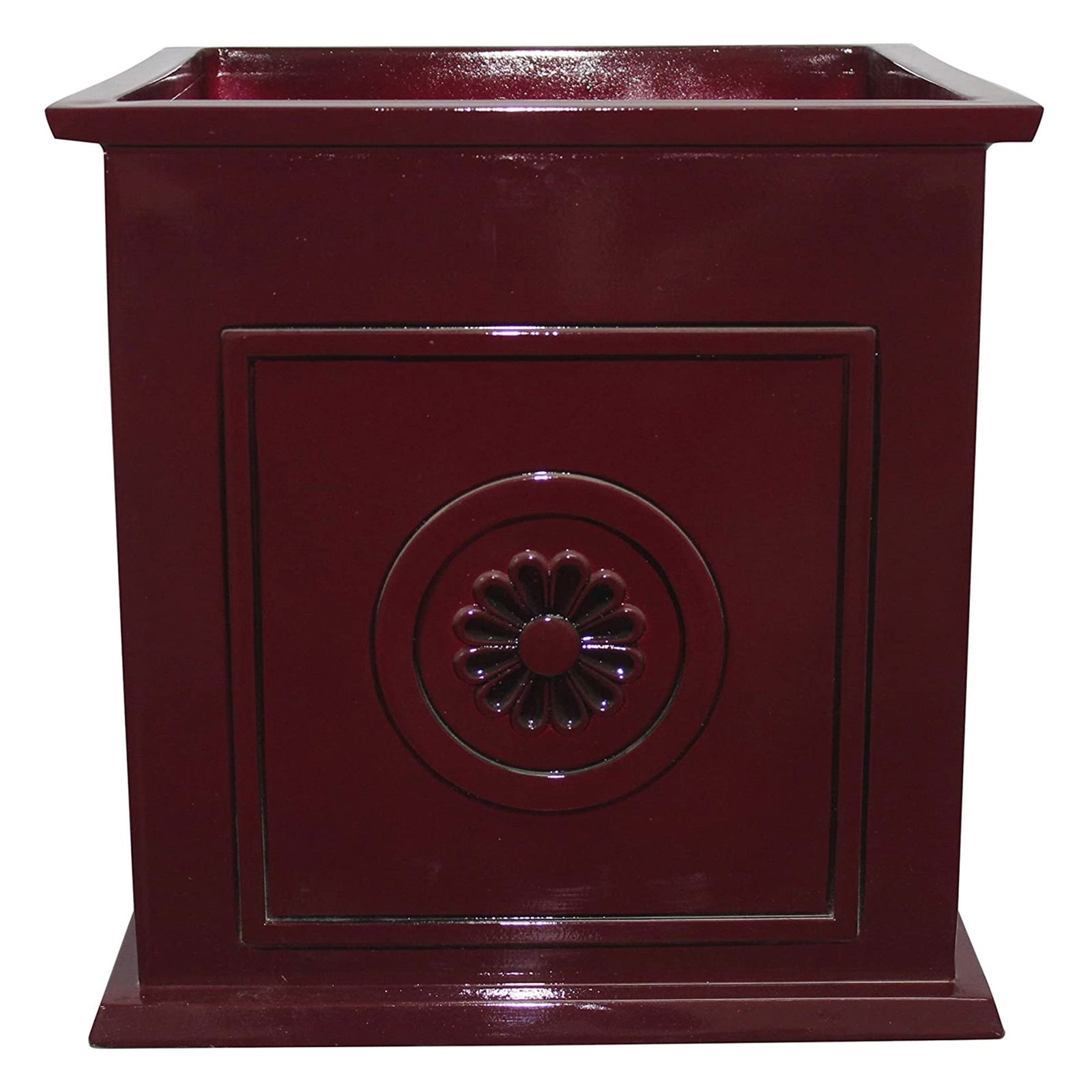 Southern Patio Colony 16" Square Resin Outdoor Planter Urn, Oxblood Red (2 Pack) - VMInnovations