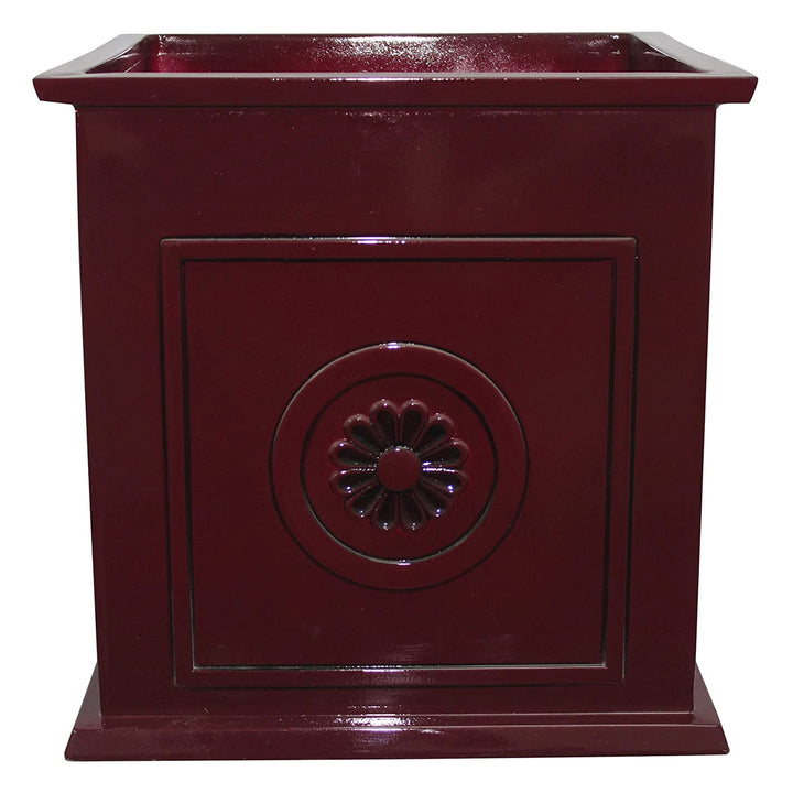 Southern Patio Colony 16" Square Resin Outdoor Planter Urn, Oxblood Red (2 Pack)