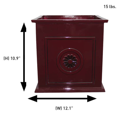 Southern Patio Colony 16" Square Resin Outdoor Planter Urn, Oxblood Red (2 Pack) - VMInnovations