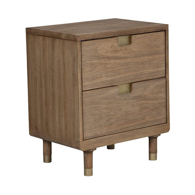Alpine Furniture Easton 2 Drawer Wood Bed Side Nightstand, Sand Beige (Used)