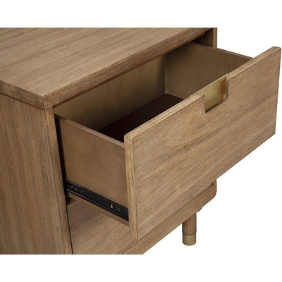 Alpine Furniture Easton 2 Drawer Wood Bed Side Nightstand, Sand Beige (Used)