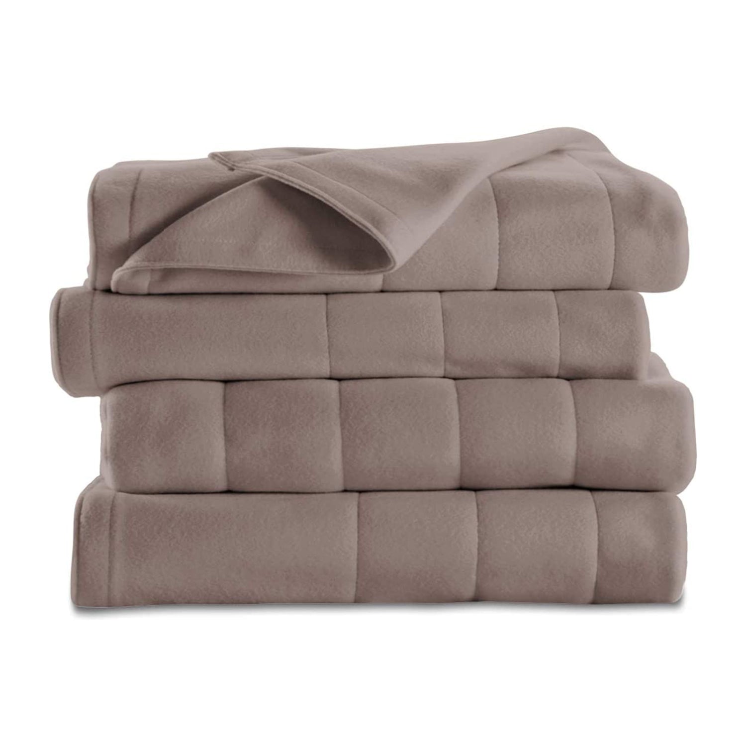 Sunbeam Quilted Fleece Heated Blanket w/ 10 Heat Settings, Mushroom (Open Box)