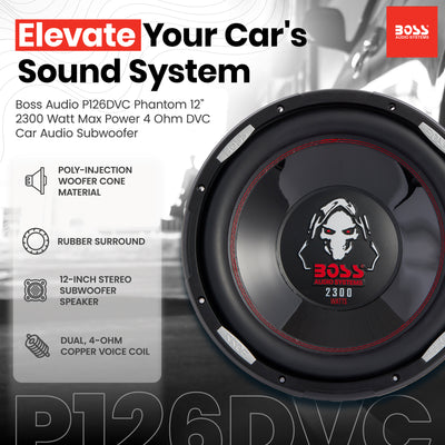 BOSS AUDIO P126DVC 12" 2300W Car Power Subwoofer DVC