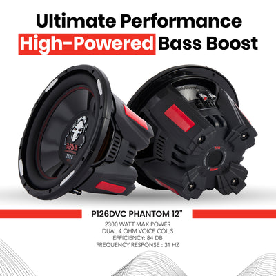 BOSS AUDIO P126DVC 12" 2300W Car Power Subwoofer DVC