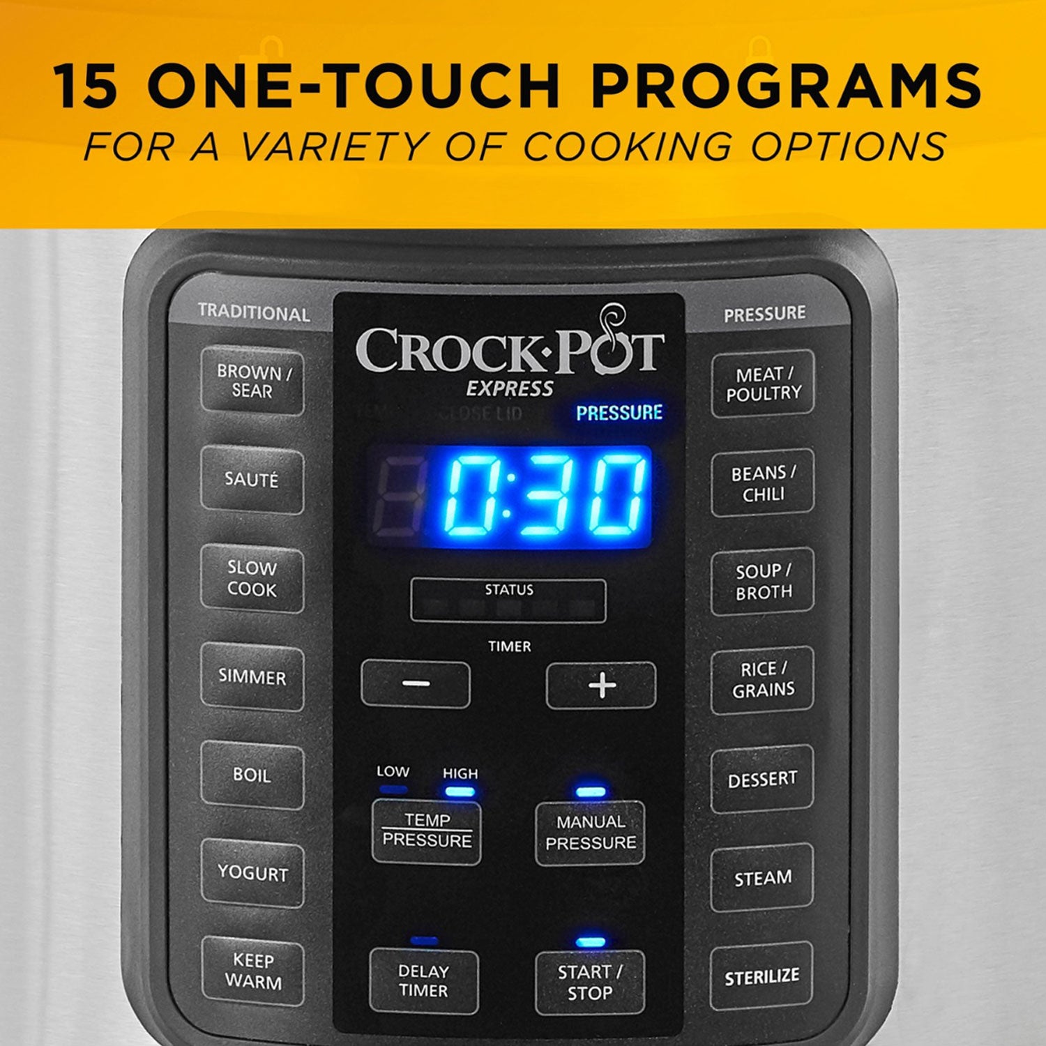 Crock-Pot Multi Function 10 Quart Express Home Food Cooker, Stainless Steel - VMInnovations