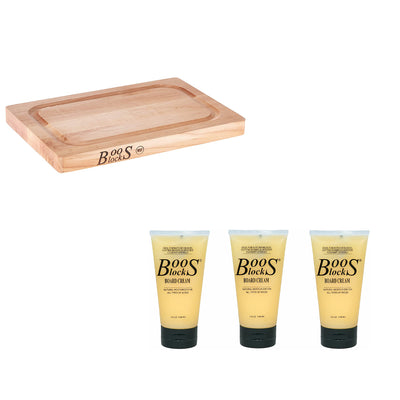 John Boos Chop-N-Slice Maple Cutting Board w/ Natural Moisture Cream 3 Pack