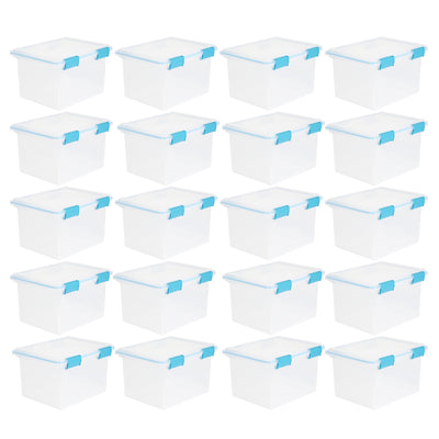 Sterilite 32 Quart Clear Stacking Storage Container with Gasket Lid, 20 Pack
