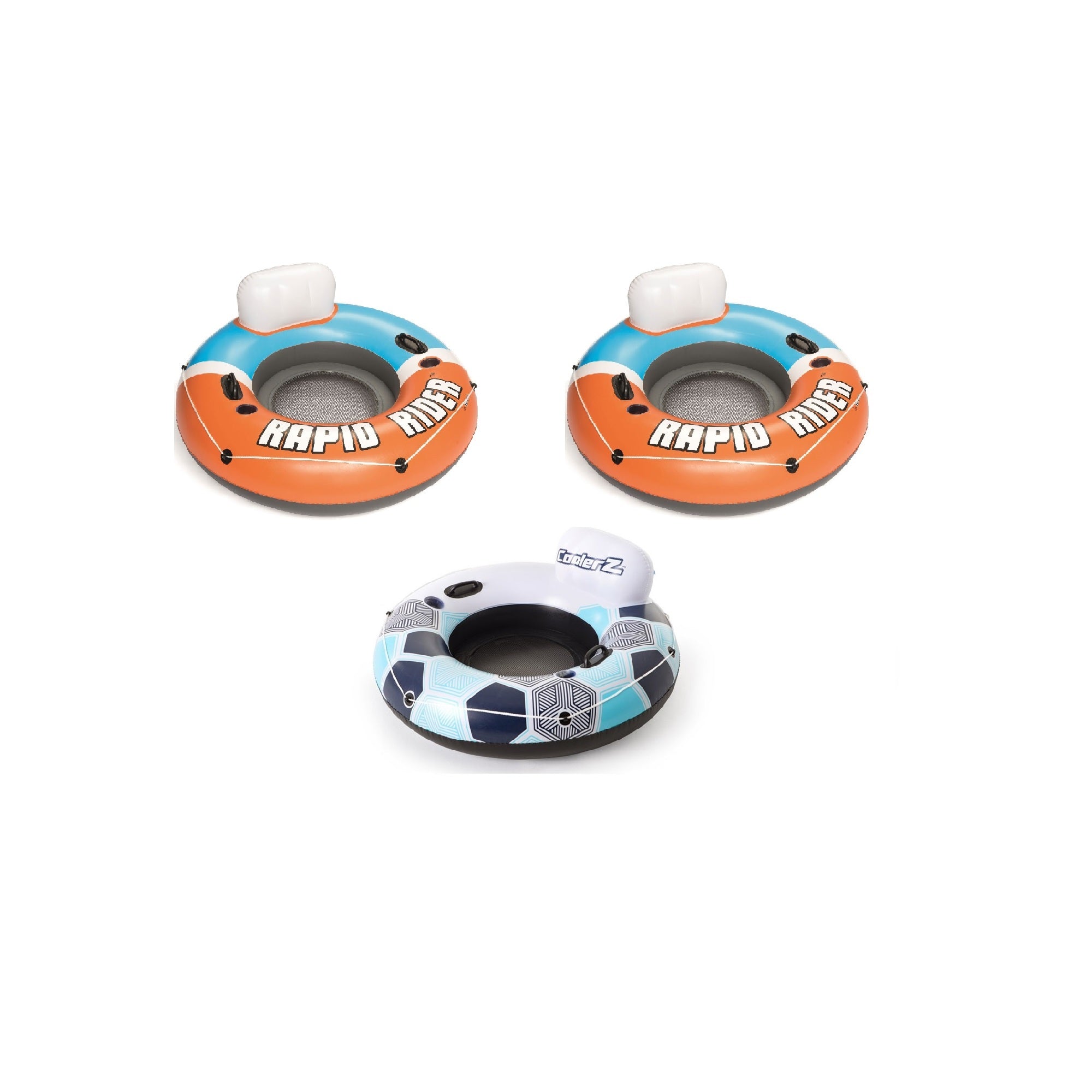 Bestway CoolerZ Inflatable Orange River Tube (2 Pack) & CoolerZ Blue River Tube - VMInnovations