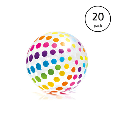 Intex Jumbo Inflatable Glossy Big Polka-Dot Colorful Giant Beach Ball (20 Pack)