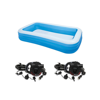 Intex Swim Center Family Backyard Inflatable Kiddie Pool & 120 V Air Pump 2 Pack