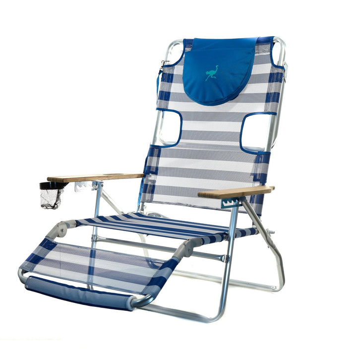 Ostrich 3-N-1 Aluminum Multi-Position Reclining Beach Chair, Striped (2 Pack)