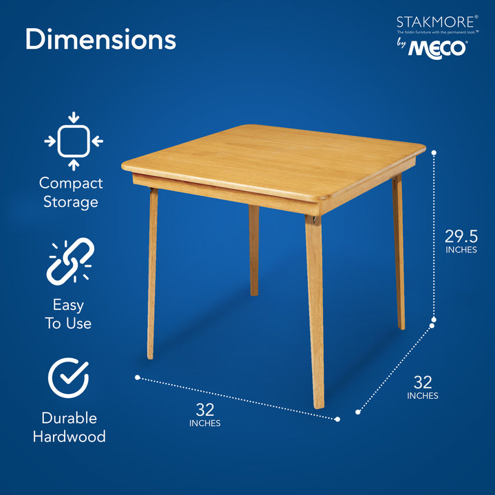 MECO Stakmore Classic Straight Edge Solid Wood Folding Card Table, Oak Frame