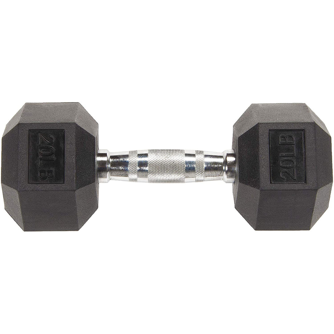 BalanceFrom Fitness 20lb Pair Rubber Hexagon Dumbbell Hand Weights (Used)